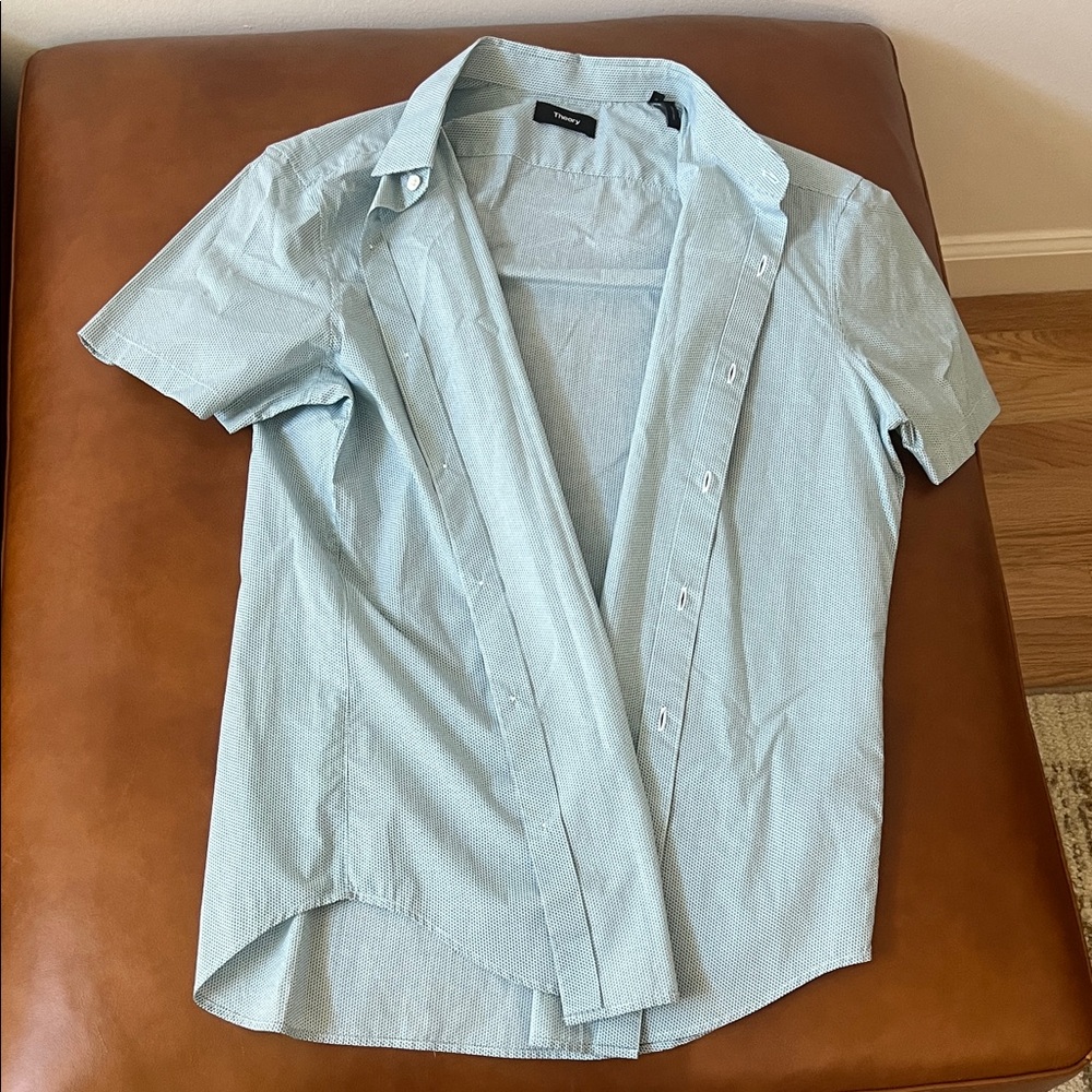 Theory Men's Sky Blue Casual Button Down Shirt